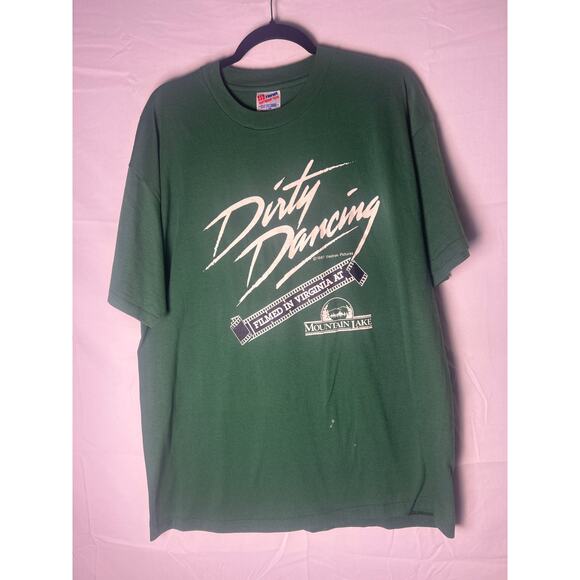 Hanes Dirty Dancing FILMED IN VIRGINIA AT MOUNTAIN LAKE Green Tee Shirt Size XL - Picture 1 of 3